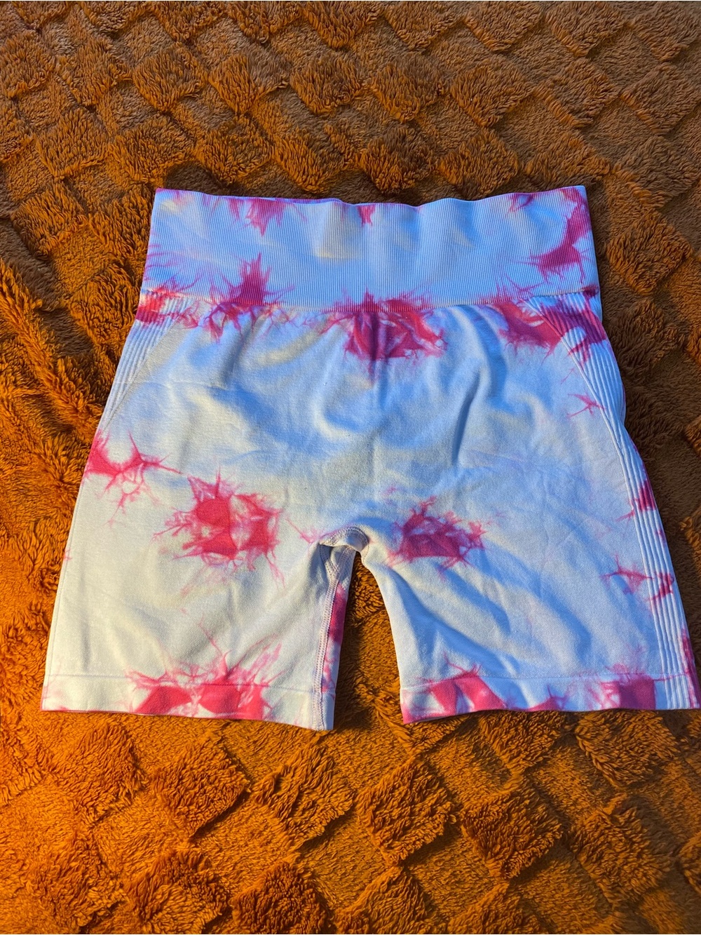 High-Rise Pink Tie-Dye Bike Shorts for Women
